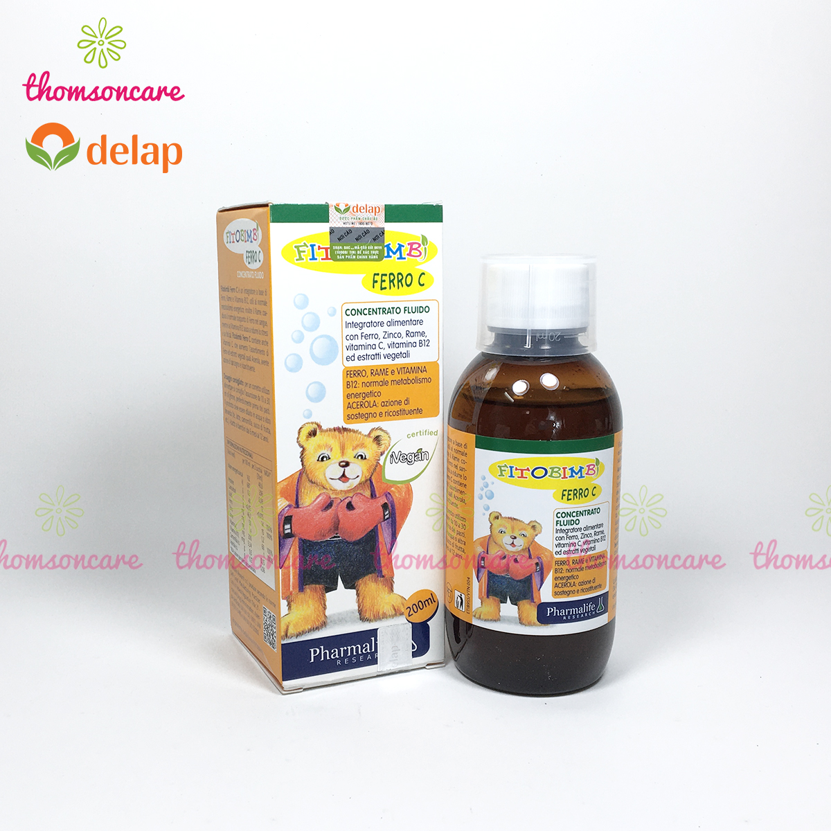 Siro Ferro C Bimbi - Bổ sung sắt, vitaminC, kẽm cho bé -  Của Fitobimbi, nhập khẩu từ Ý