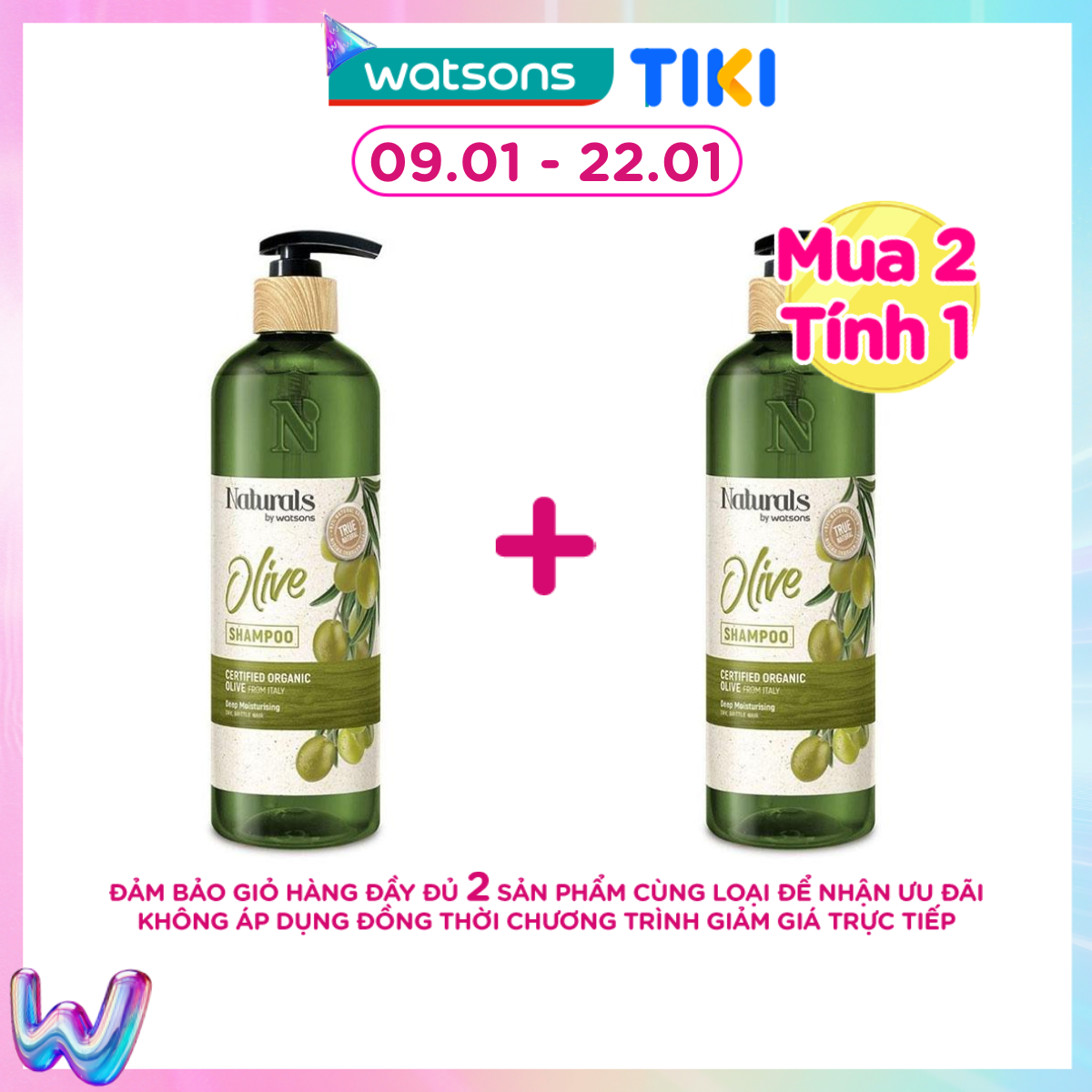 Dầu Gội Naturals By Watsons True Natural Chiết Xuất Olive 490ml