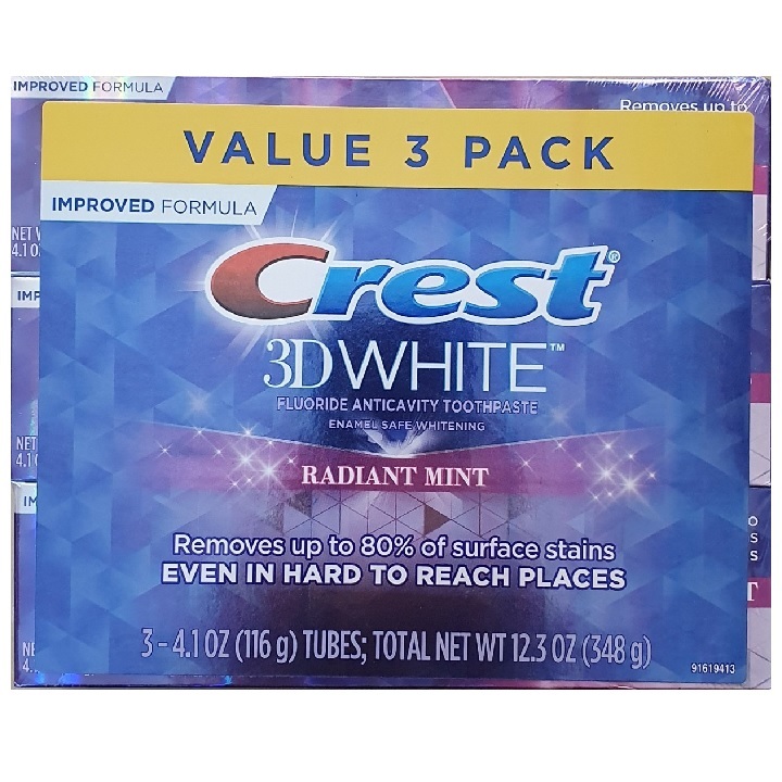 Lốc 3 cây kem đánh răng Crest 3D White Radiant Mint ( 116g / hộp )