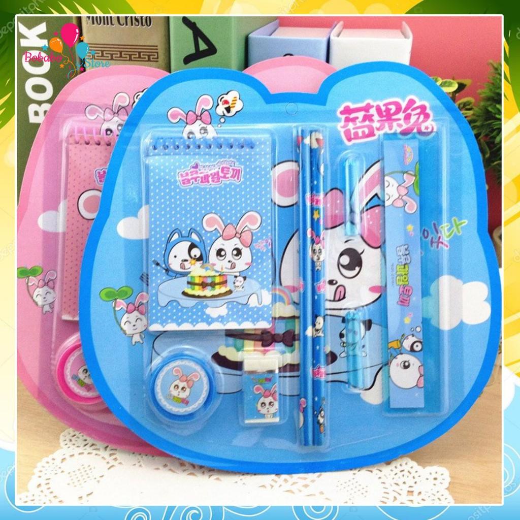 Bộ dụng cụ học tập 8 món cho bé họa tiết dễ thương - BOBABO
