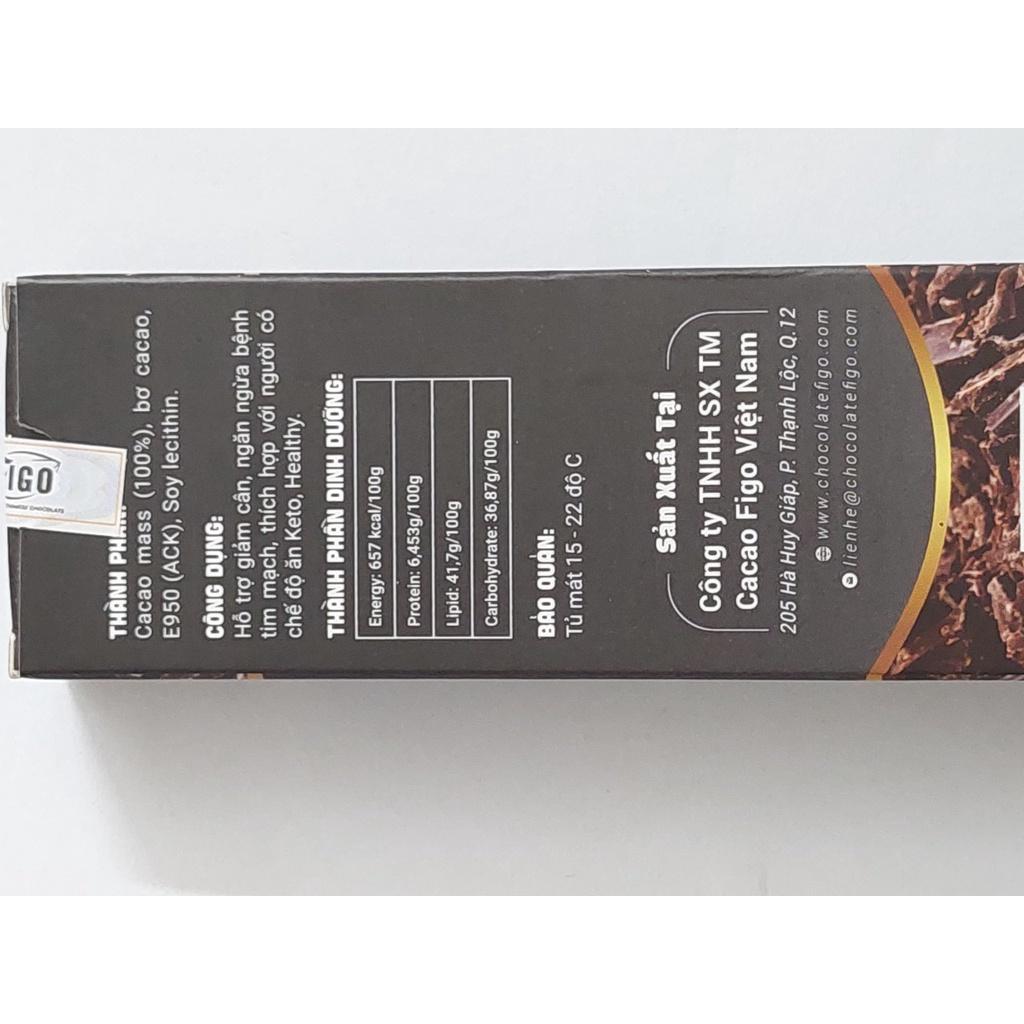 Bar 20gr- Dark Chocolate 100% Cacao, Socola đen nguyên chất không đường, ăn Giảm cân, KETO, DAS, Tiểu đường