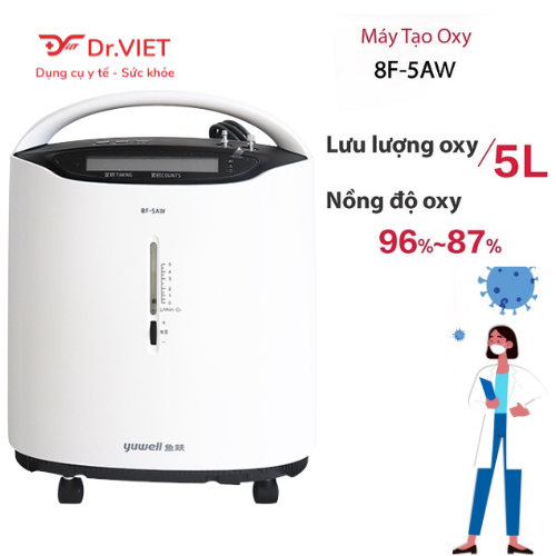 Máy tạo oxy Yuwell 5 lít 8F-5AW chính hãng - xông khí dung, hoạt động rất êm ái, không tiếng ồn, cung cấp oxy cho các loại bệnh liên quan hô hấp, bảo vệ đường hô hấp