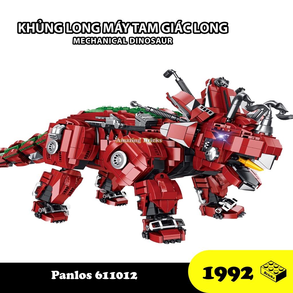 Đồ chơi Lắp ráp Khủng long máy Tam giác long, Panlos 611012 Triceratop Dinosaur, Xếp hình thông minh