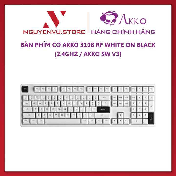 Bàn phím cơ AKKO 3108 RF Black on White (2.4Ghz / AKKO sw v3) - Hàng Chính Hãng