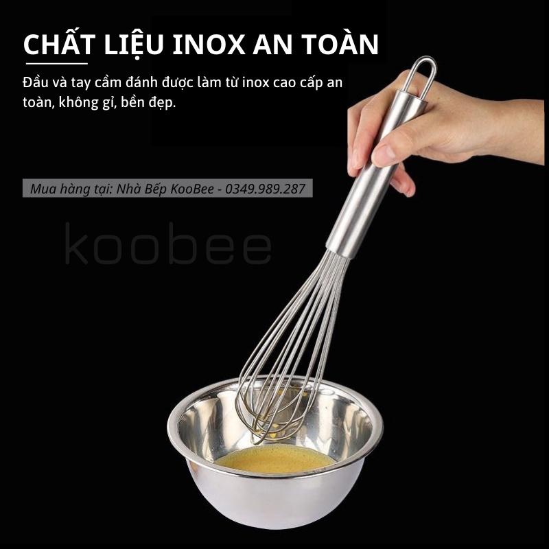 Cây đánh trứng cầm tay Inox - Đồ đánh trứng bằng thép không gỉ sáng bóng bền đẹp KooBee (PKB02)