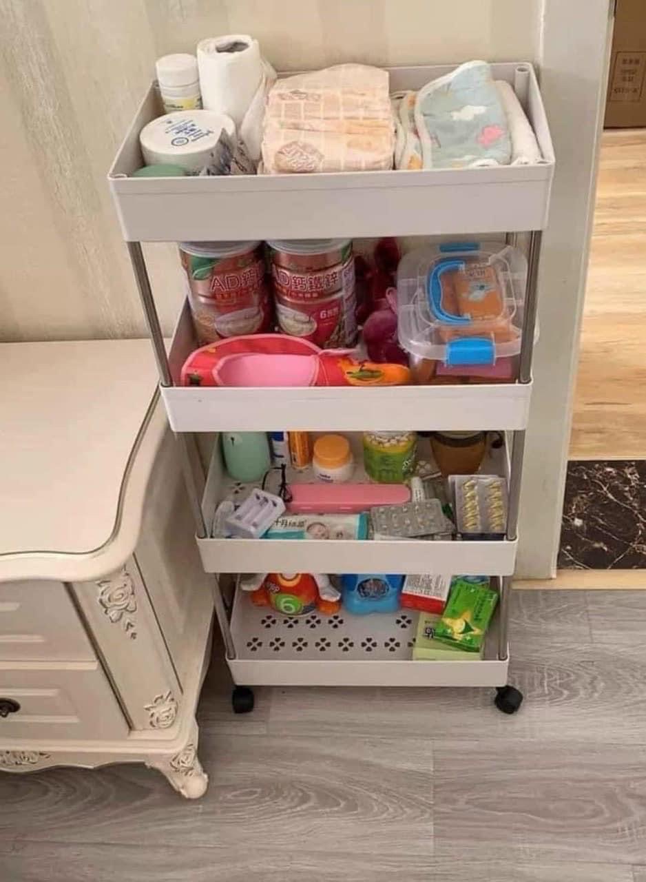 Kệ để đồ đa năng thông minh 4 tầng có bánh xe