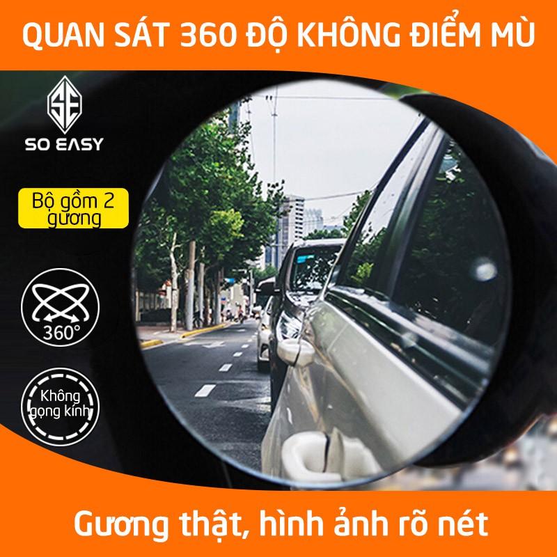 Bộ 2 gương cầu lồi 3 cm chiếu hậu xóa điểm mù xe hơi, ô tô, xe tải tăng độ an toàn, xoay 360 độ cố định