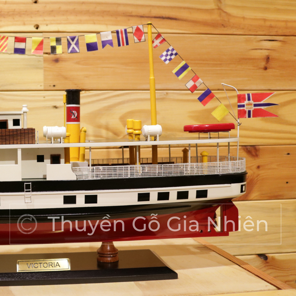 Mô Hình Thuyền Gỗ Phong Thủy Gia Nhiên, Thuyền Du Lịch Gỗ VICTORIA, Dài 50cm, Thuyền Trang Trí Xuất Khẩu Chất Lượng Cao