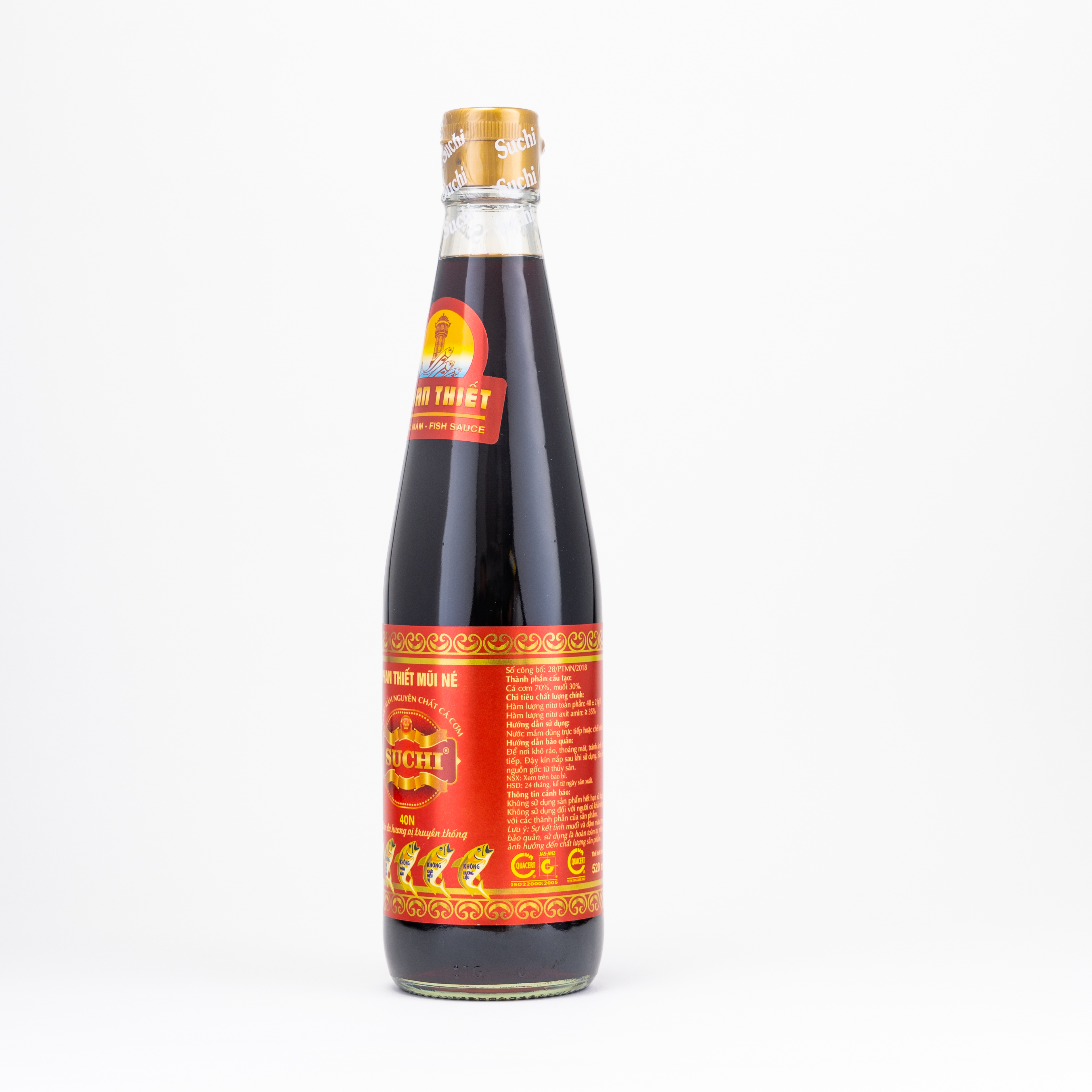 Hộp 2 Chai x 520ml Nước Mắm Cá Cơm Truyền Thống có US FDA Xuất Khẩu Suchi 40N 520ml