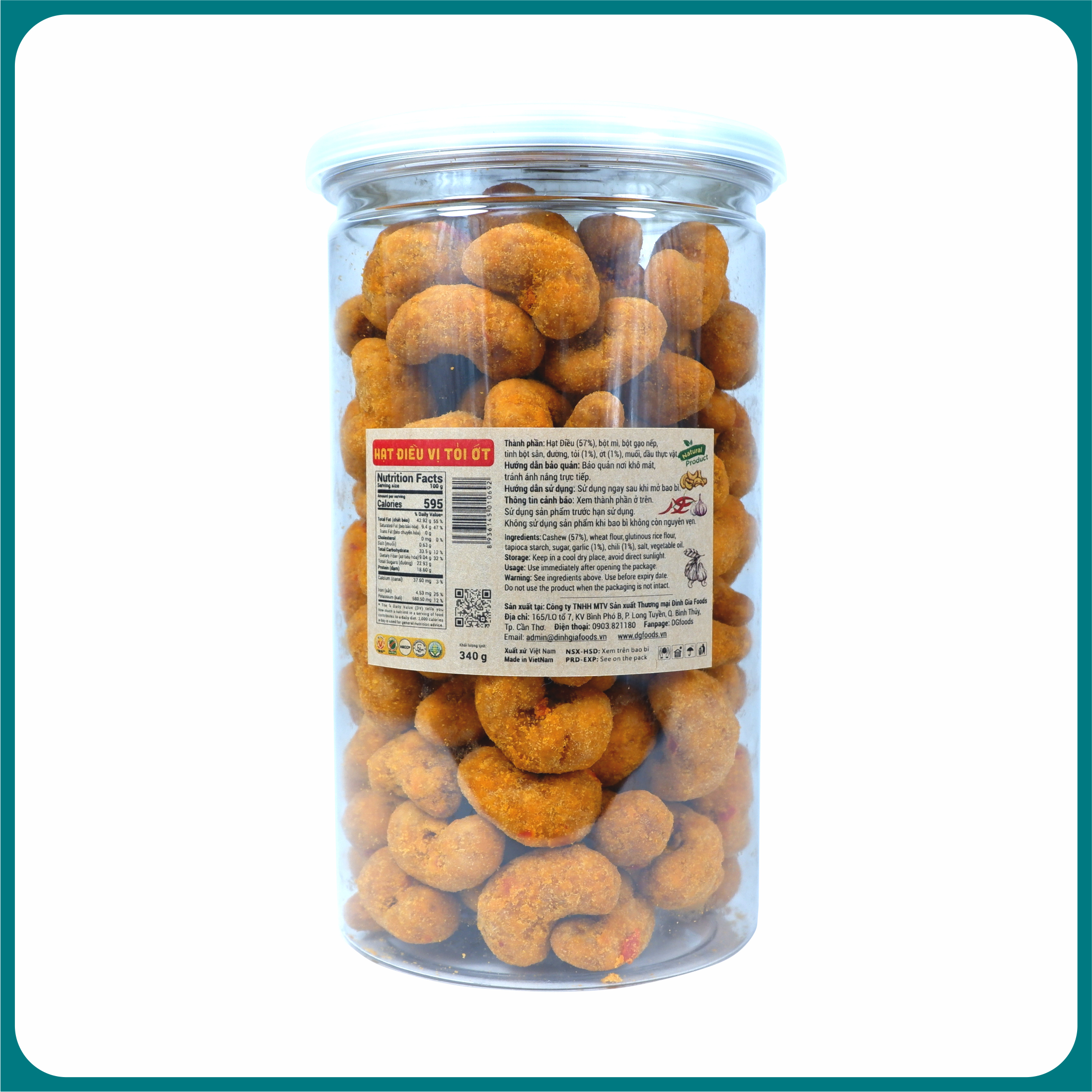 340g Hạt Điều vị Tỏi Ớt cao cấp DGfoods - Hàng Việt Nam Chất lượng cao; Haccp; Halal