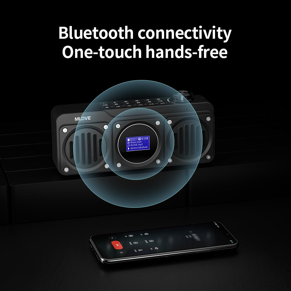Mlove bv810 loa bluetooth di động với đài FM, loa chống nước, màn hình LCD, cuộc gọi miễn phí HD, Micro SD Card Slot Màu