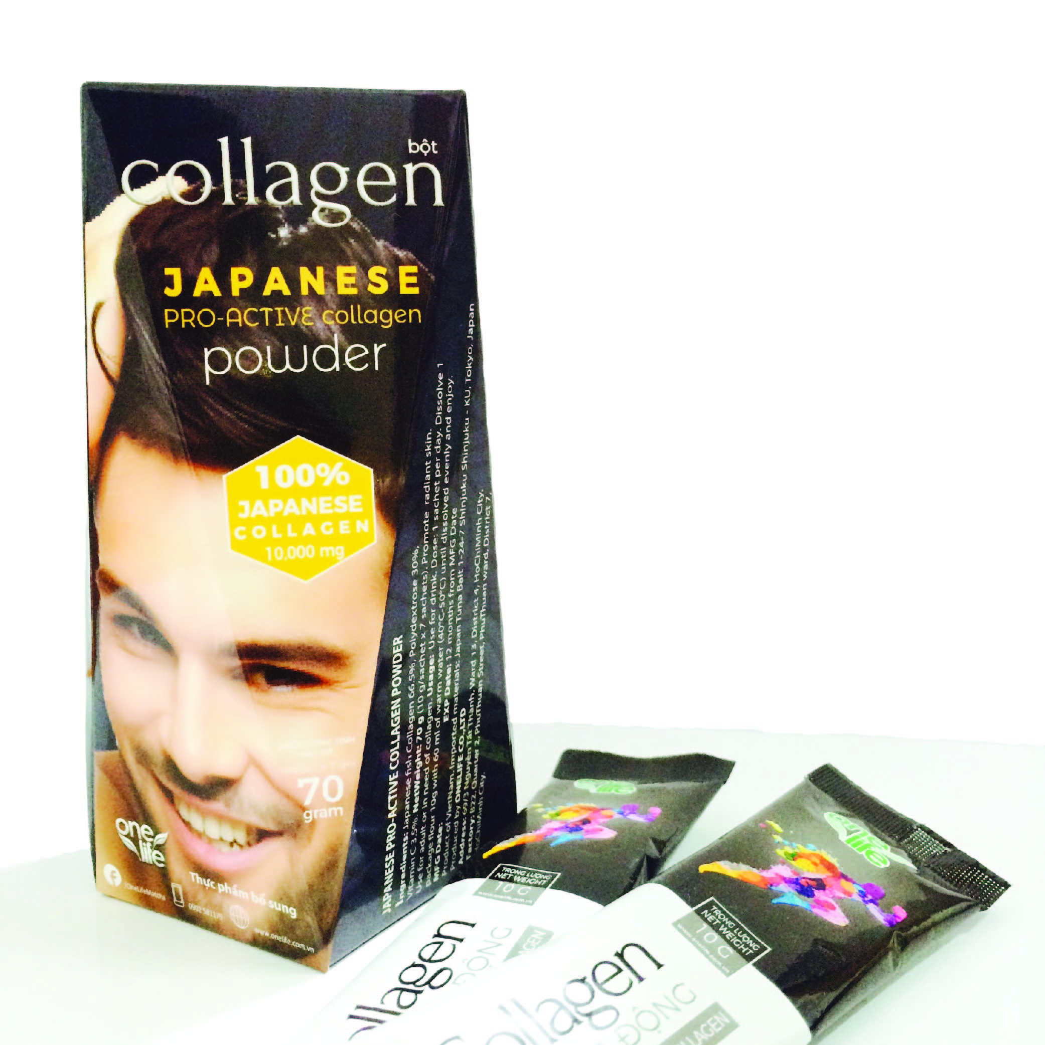 Thực phẩm Bổ sung Collagen Pro-Active OneLife (100% Bột Collagen Cá Nhật Bản) – Hộp 7 gói