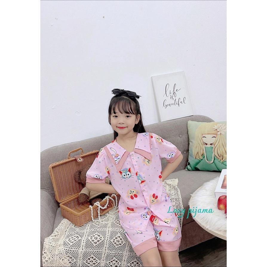 Đồ bộ bé gái, bộ pijama ngắn tay cho bé gái họa tiết đáng yêu size 18-35kg chất lụa mango mềm mát