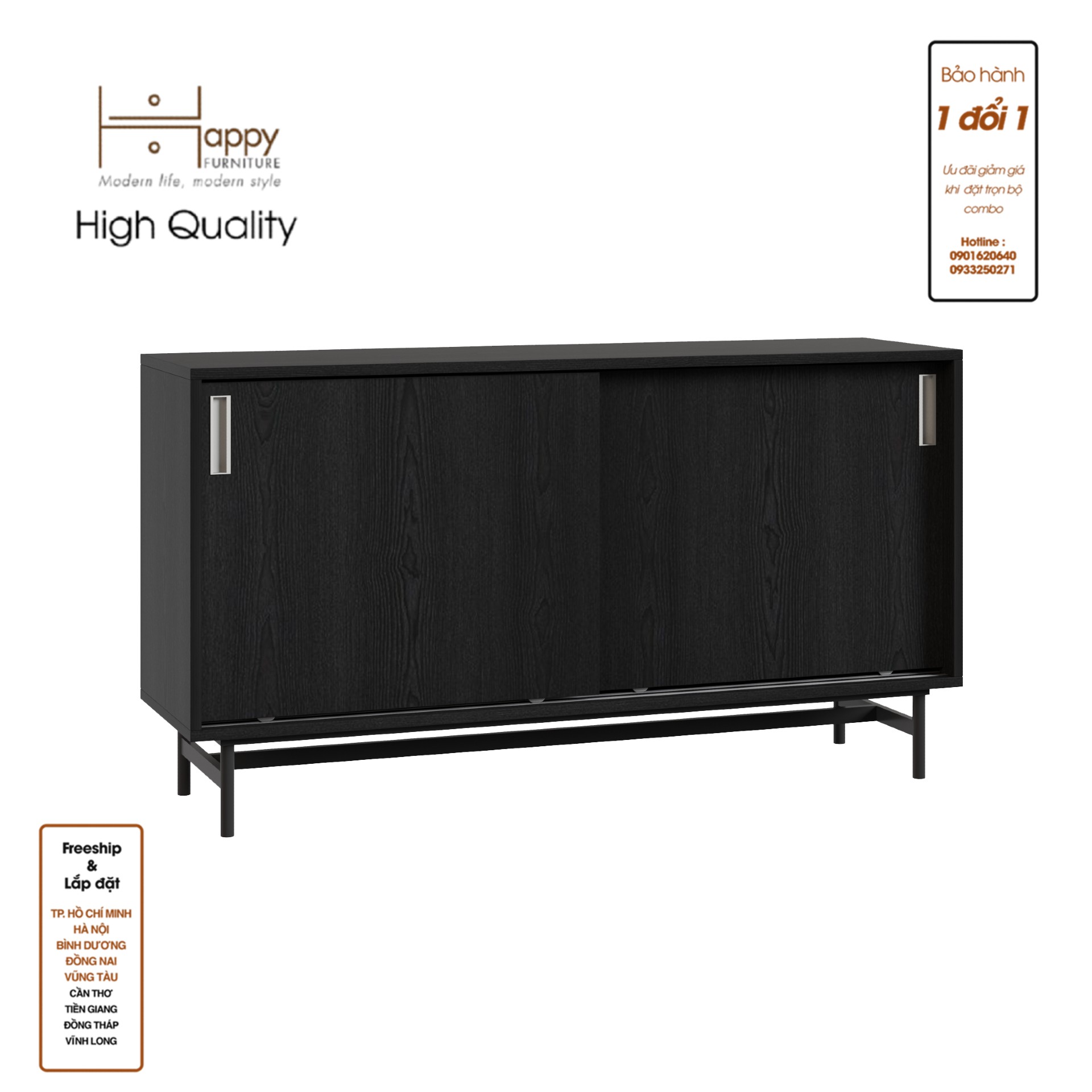 [Happy Home Furniture] LUCA, Tủ đựng đồ 2 cánh lùa - Chân sắt, 128cm x 36cm x 70cm ( DxRxC), TCL_020