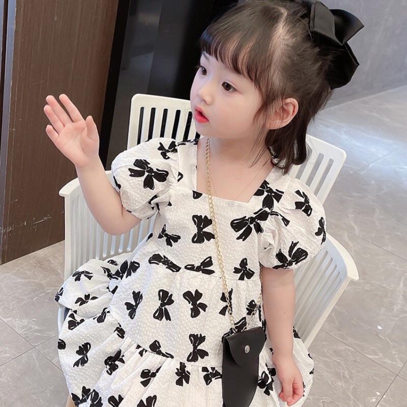 Váy cho bé gái 1 tuổi đến 5 tuổi LINA KIDS đầm bé gái hình nơ 8-18kg