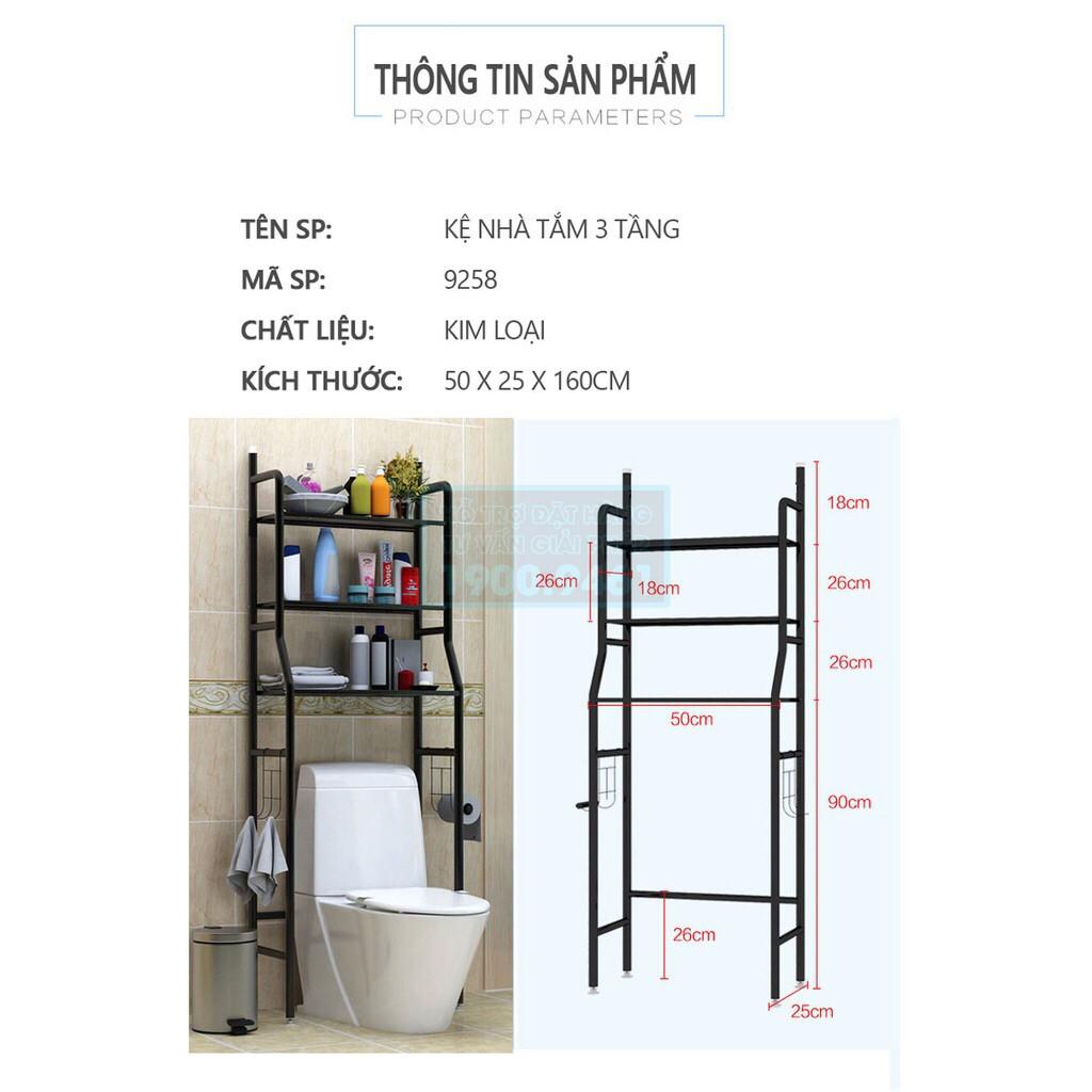 Kệ để đồ, Gía Để Đồ sau toilet , nhà tắm 3 tầng đa năng, tiết kiệm không gian