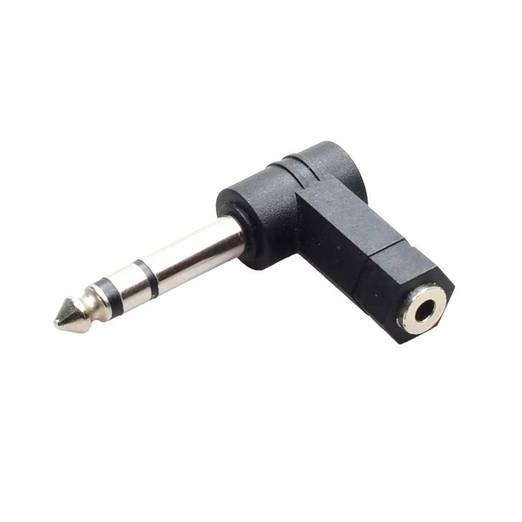 3.5mm Stereo Female To 6.35mm 1/4inch Male Right Angle Headphone Audio Adapter