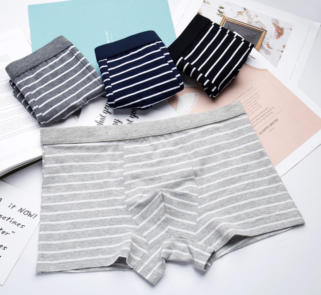 COMBO 4 quần lót nam cao cấp chất cotton kẻ ngang trẻ trung QA389
