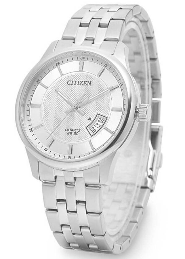 Đồng Hồ Nam Citizen Pin (Quartz) BI1050-81A (40mm) - Dây Kim Loại - Kính Khoáng - Mặt Trắng