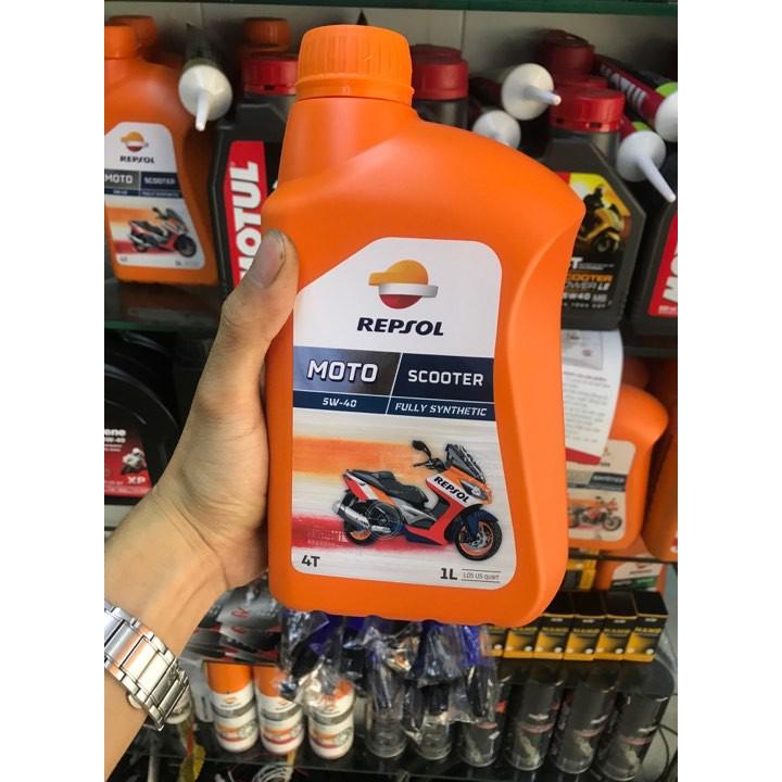 Repsol Scooter 5W40 1L + Nhớt hộp số Repsol Gear Oil 80W90 120ml ( bộ nhớt dùng cho xe tay ga cao cấp tổng hợp)