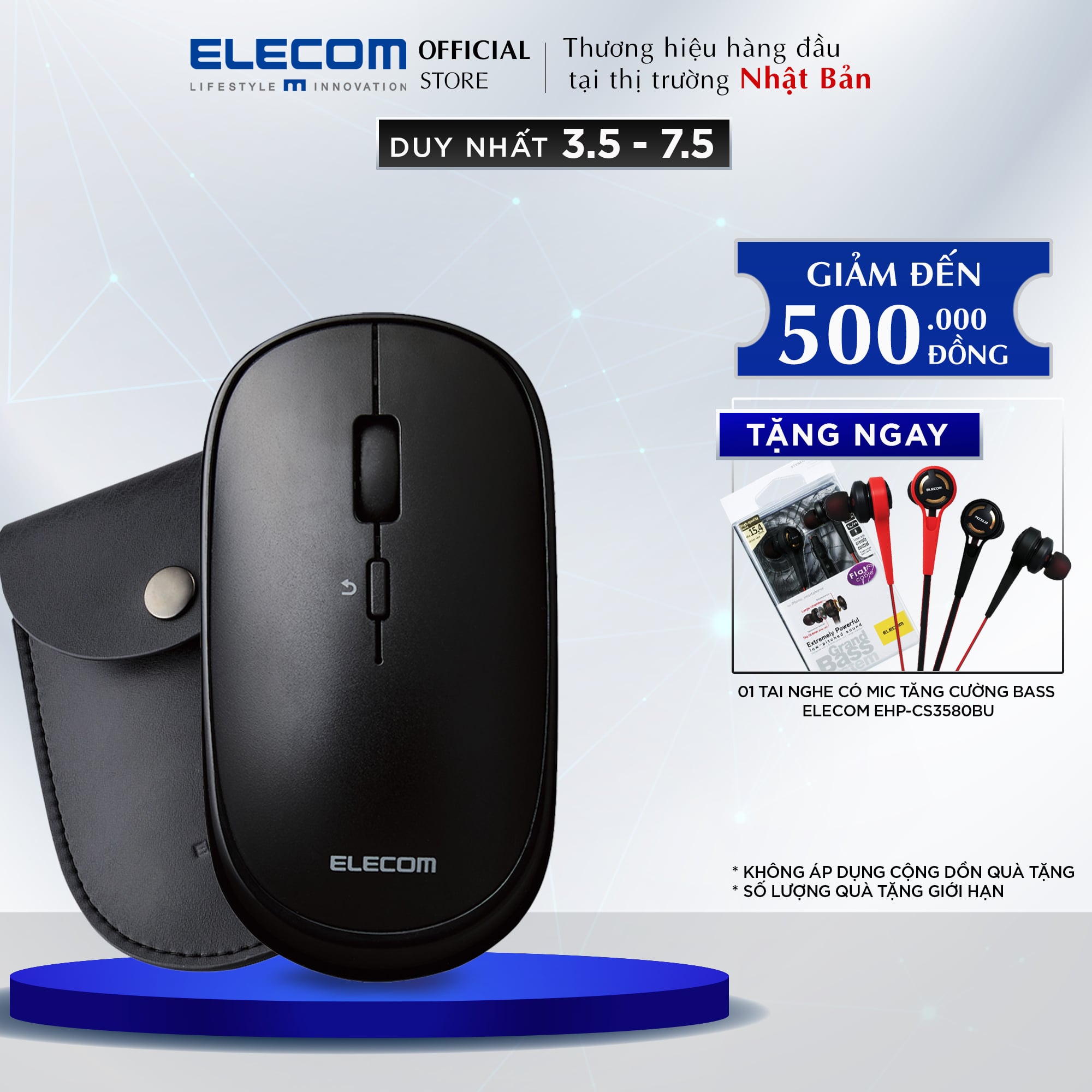 Chuột không dây yên tĩnh BlueLED ELECOM M-TM10BB