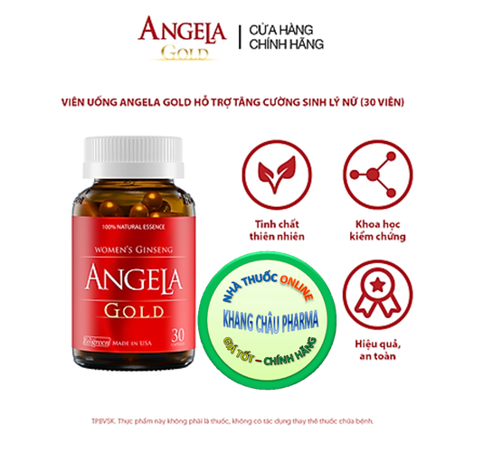 Viên uống ANGELA GOLD -Tăng cường sức khoẻ, sắc đẹp và sinh lý phái nữ hộp 30 Viên không chứa thành phần mầm đậu nành
