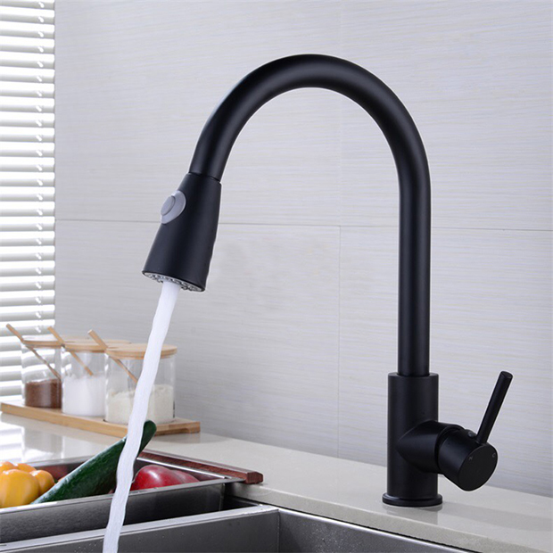 VÒI RỬA BÁT DÂY RÚT NANO ĐEN NÓNG LẠNH