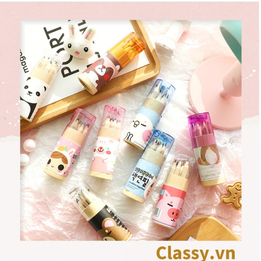 Combo 12 cây bút chì màu Classy mini, có kèm theo chuốt chì, tiện lợi mang theo đi học đi làm PK1138