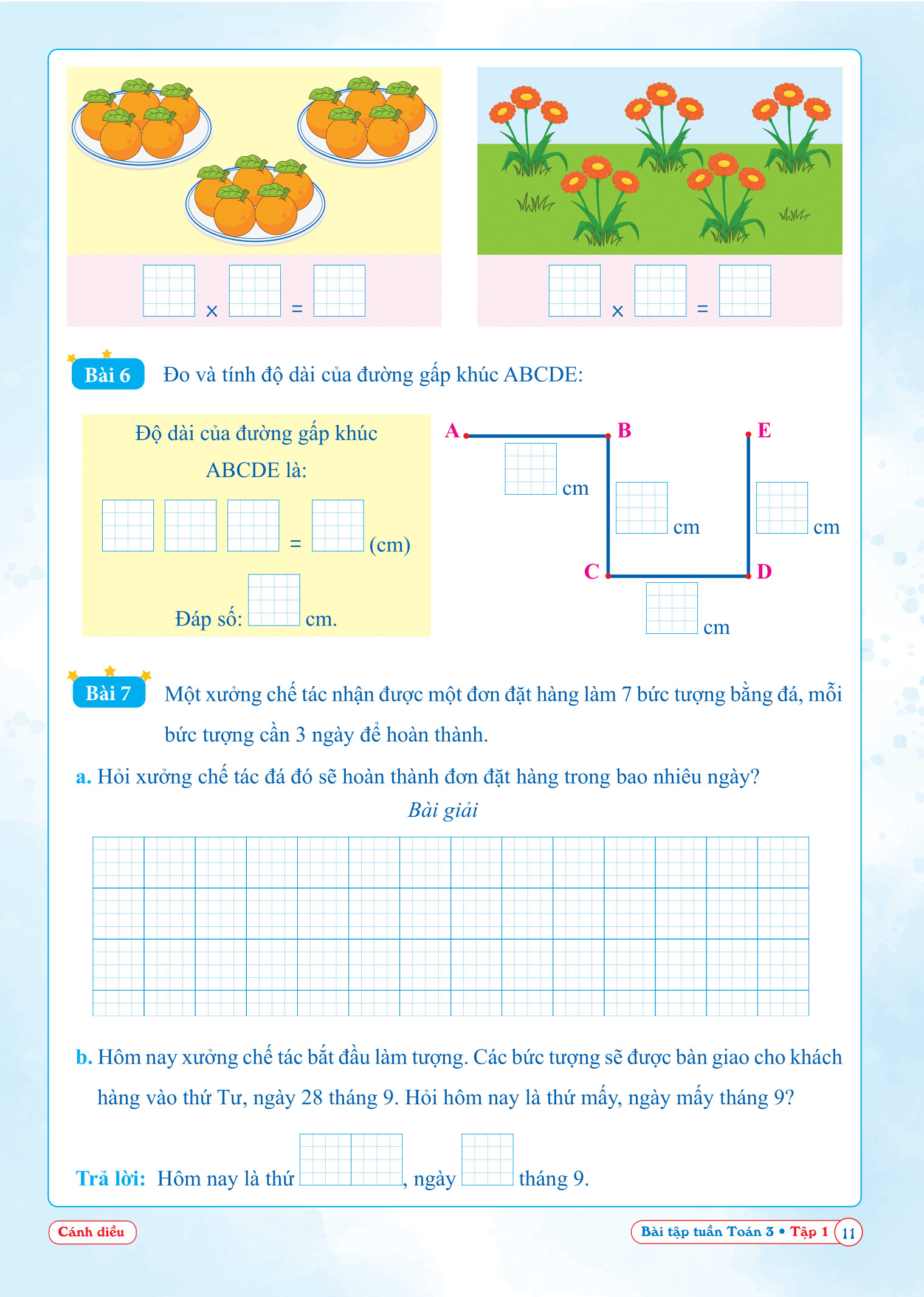 Bài Tập Tuần Toán Lớp 3 - Cánh Diều - Học kì 1