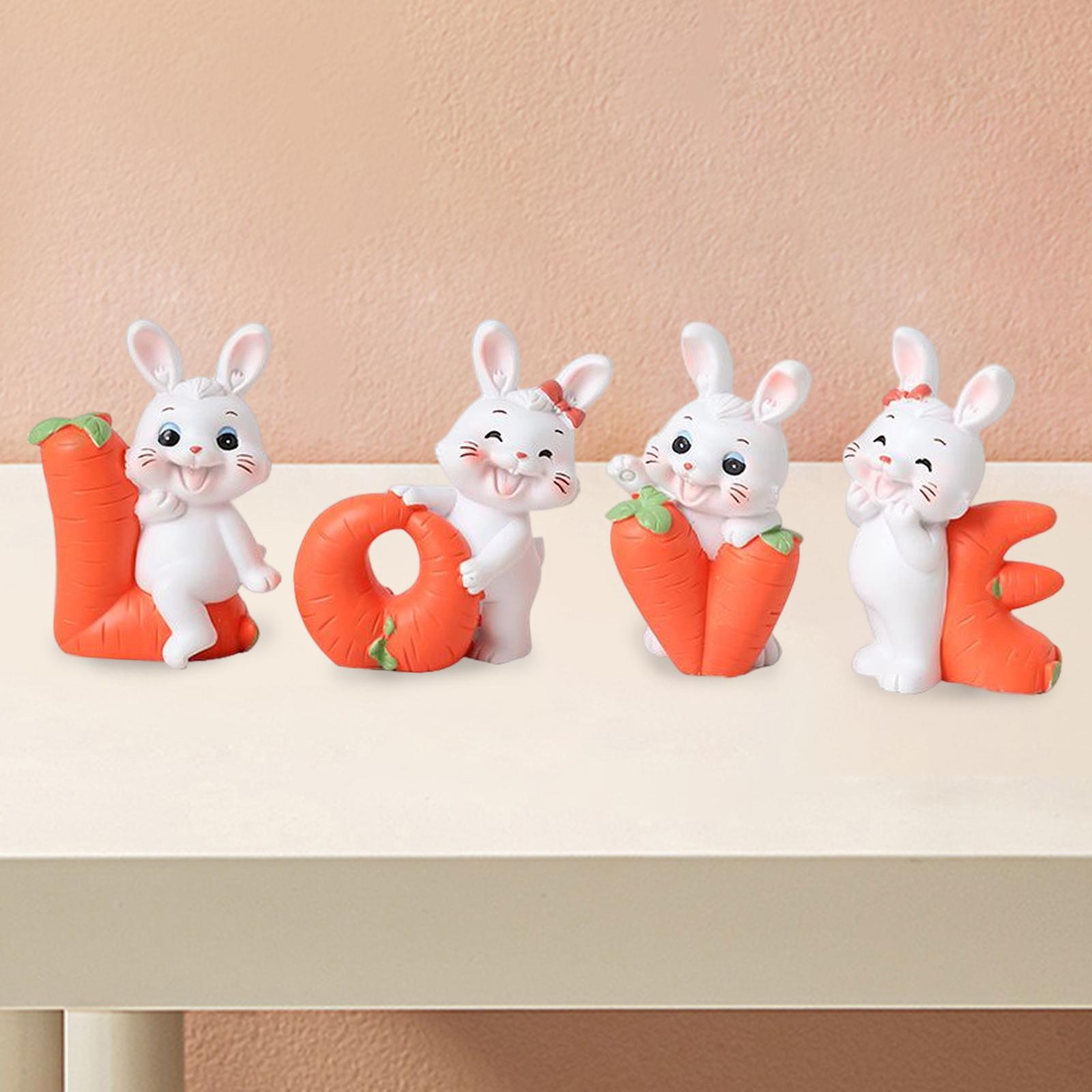 Carrot Bunny Figurines Sculptures Rabbit Statue for Desktio Collectible