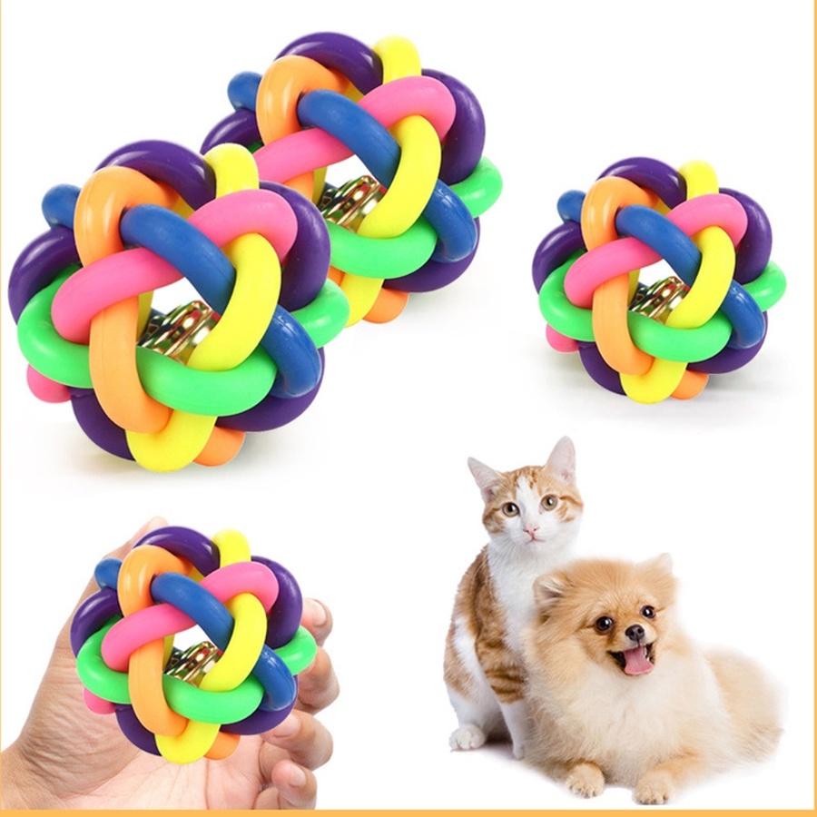 Đồ chơi cho chó mèo quả bóng 7 màu gắn Chuông bên trong