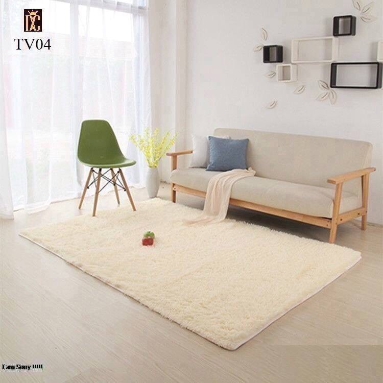 THẢM LÔNG DÀI TRẢI SÀN PHONG CÁCH HIỆN ĐẠI MÀU TRẮNG TINH KHIẾT 1M6X2M