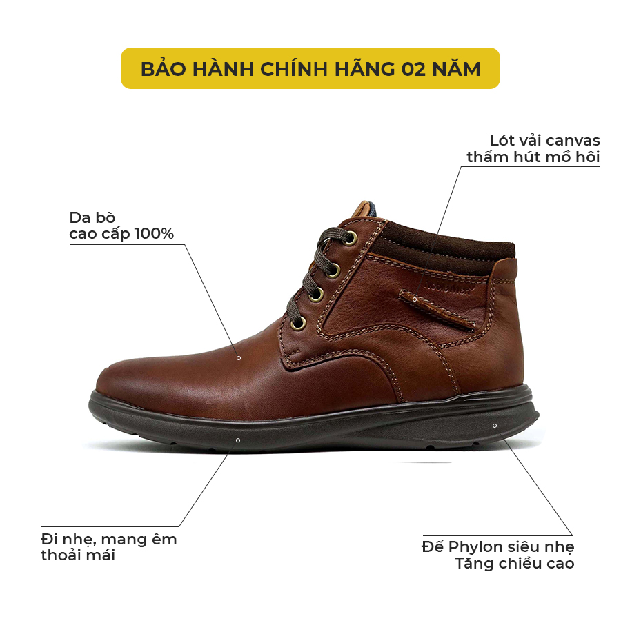 Giày Boot Nam Cổ Lửng Tăng Chiều Cao Mandoo Da Bò Thật NB3