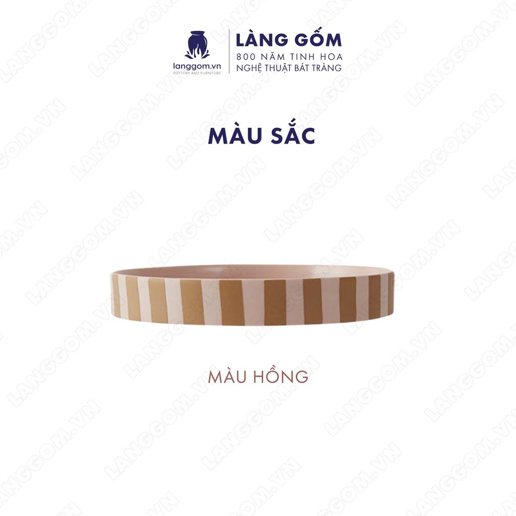 Đĩa gốm sứ cao cấp đựng bánh kẹo kiểu kẻ sọc - Gốm sứ Bát Tràng