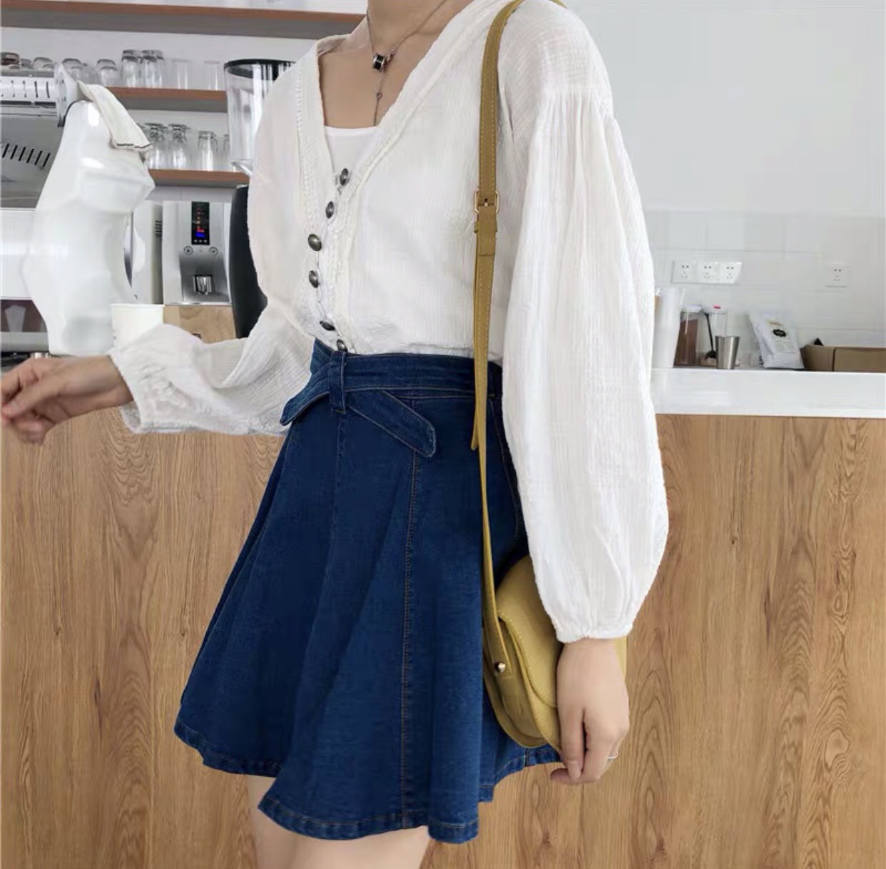 Chân váy jeans năng động (có lót quần bên trong