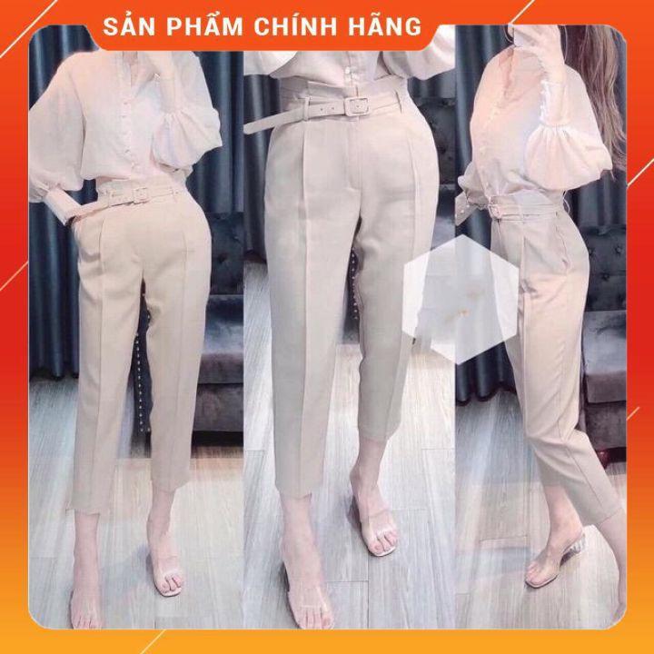 Quần Baggy ️ SIÊU HOT️ công sở vải cạp cao kèm đai️ Quần vải nữ cạp cao, form đẹp