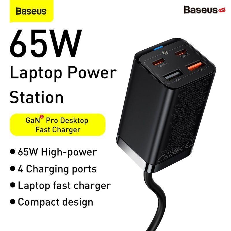 Bộ Sạc Nhanh Baseus 65W GaN3 Pro Desktop Fast Charger 4 in 1