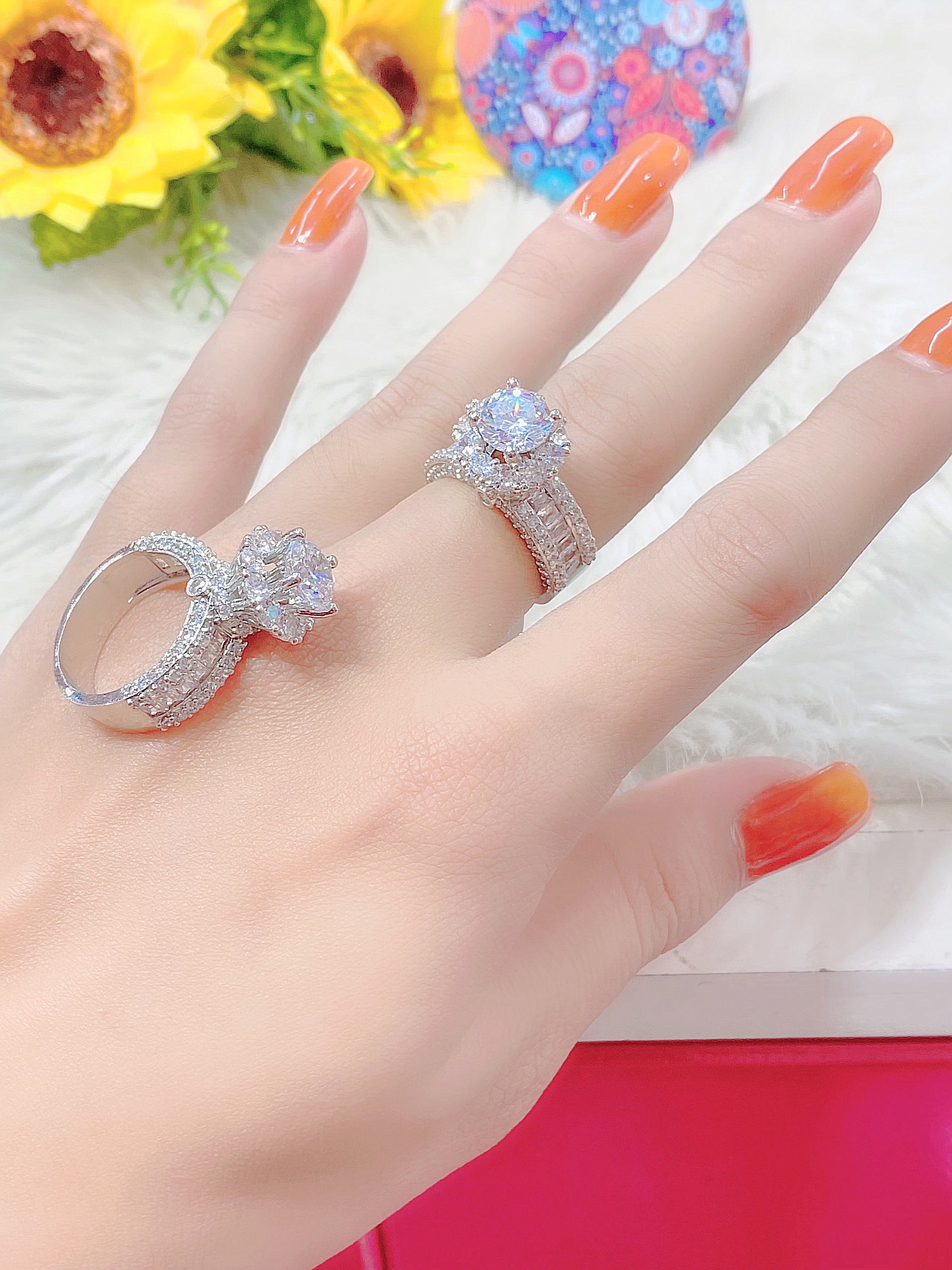 Nhẫn nữ xoàn cao mạ bạc. kim siêu hot H234