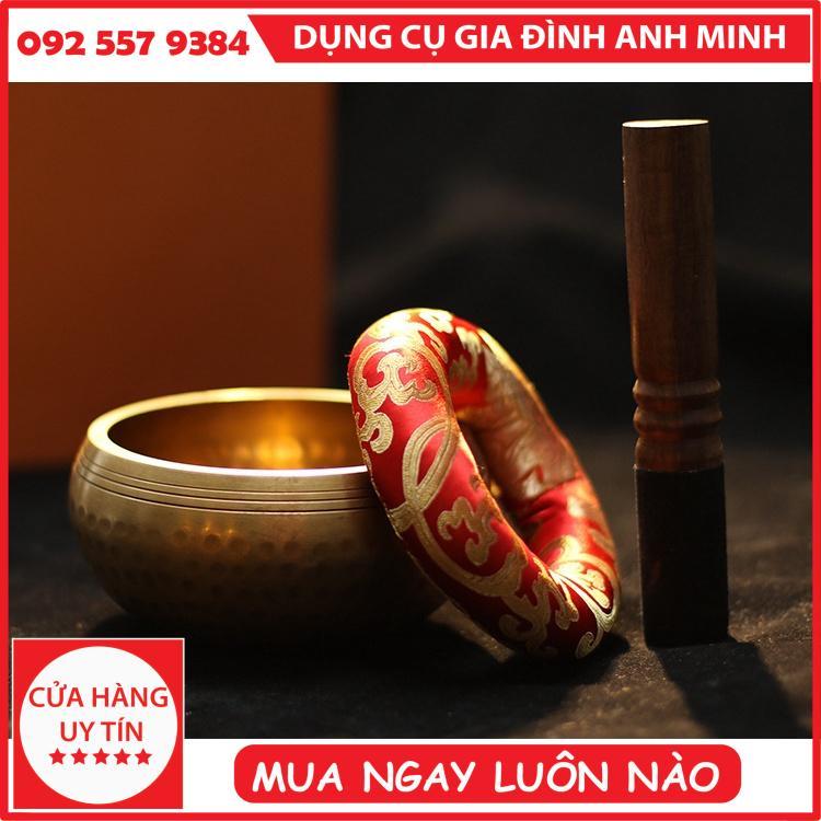 Bát Xoay Nepal - Chuông Xoay Nepal - Chuông Xoay Nepal, Bát Hát, Singing Bowl Kèm Dùi Và Đế Gấm Size 8cm, 11cm, 15cm