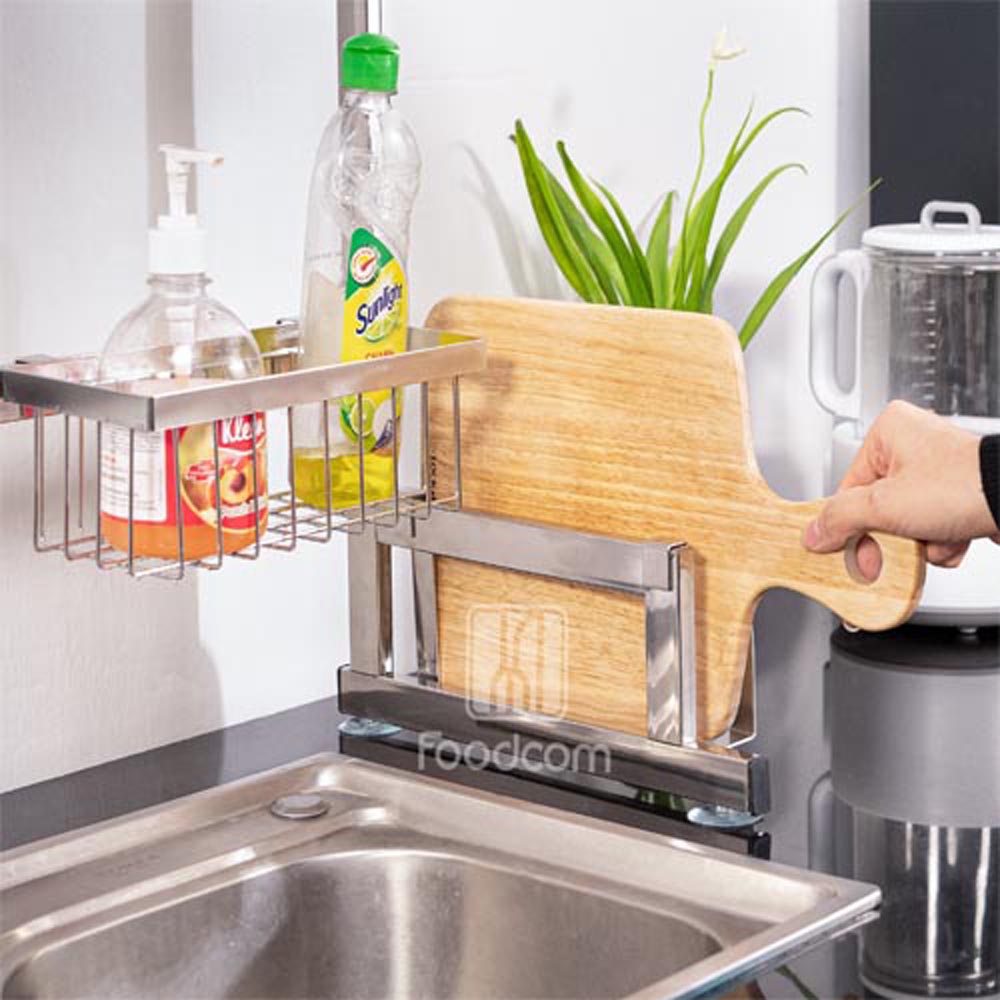 Kệ chén bát đa năng Foodcom bằng inox cao cấp không gỉ, giá để bát trên bồn rửa ráo nước cho nhà bếp sạch sẽ