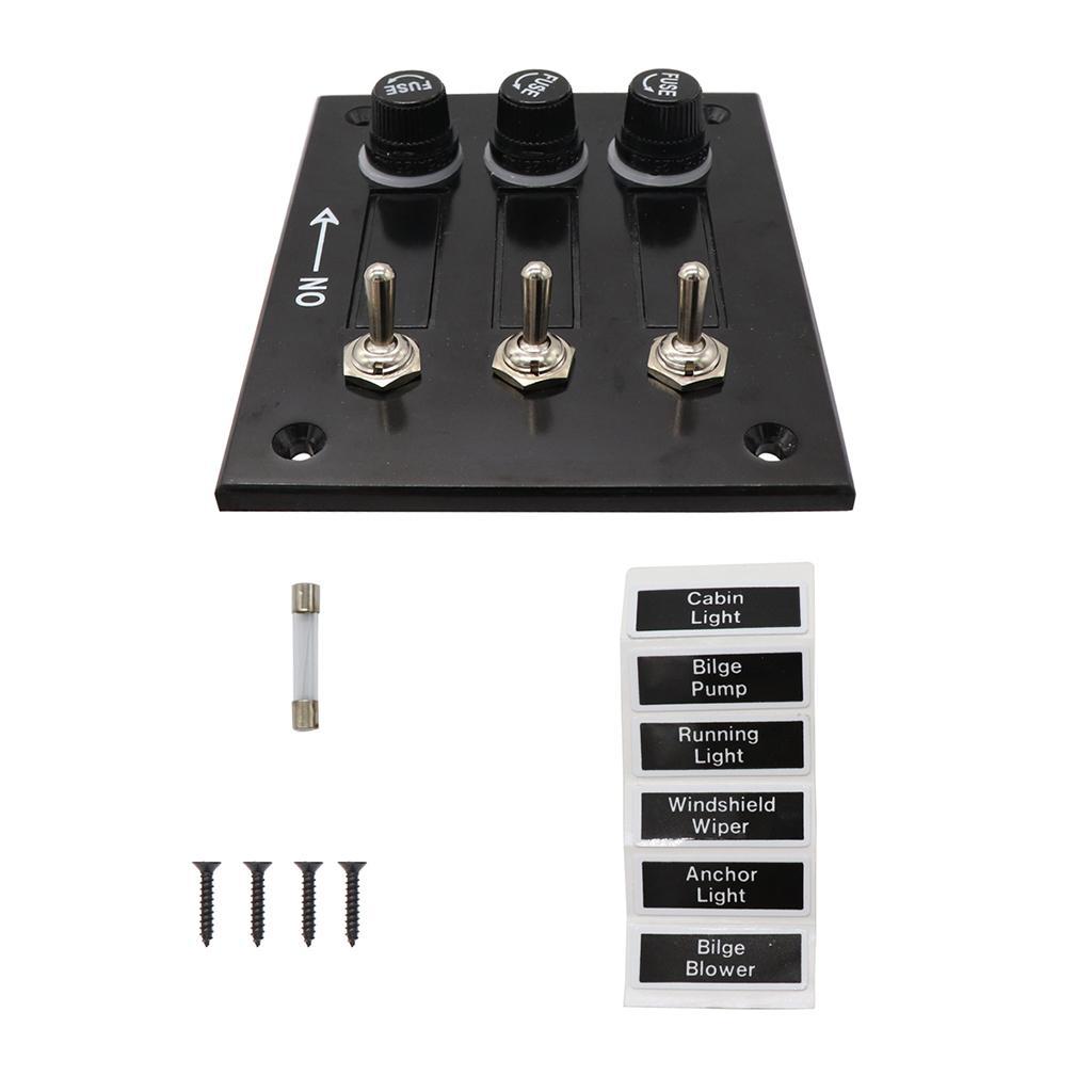 3 Gang ABS Boats Classic Toggle Switch Panel with 5A Fuses DC 12V