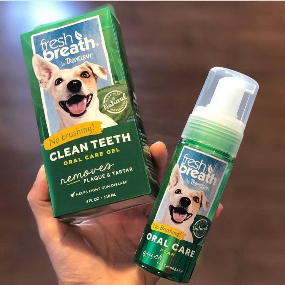 Xịt khử mùi hôi tức thì, ngừa mảng bám cao răng cho Chó Mèo - TropiClean Fresh Breath Oral Care Foam