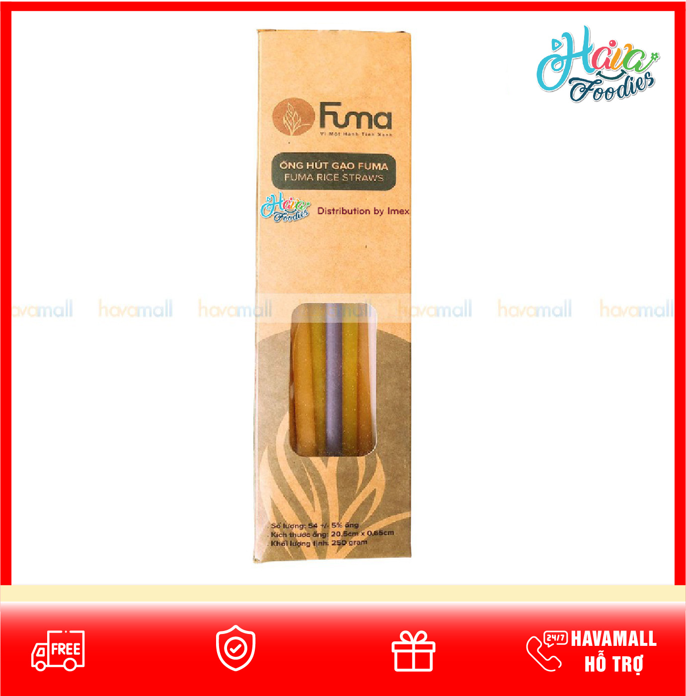 Ống Hút Gạo Thân Thiện Với Môi Trường – Fuma Rice Straws 250g (Màu Sắc Ngẫu Nhiên)