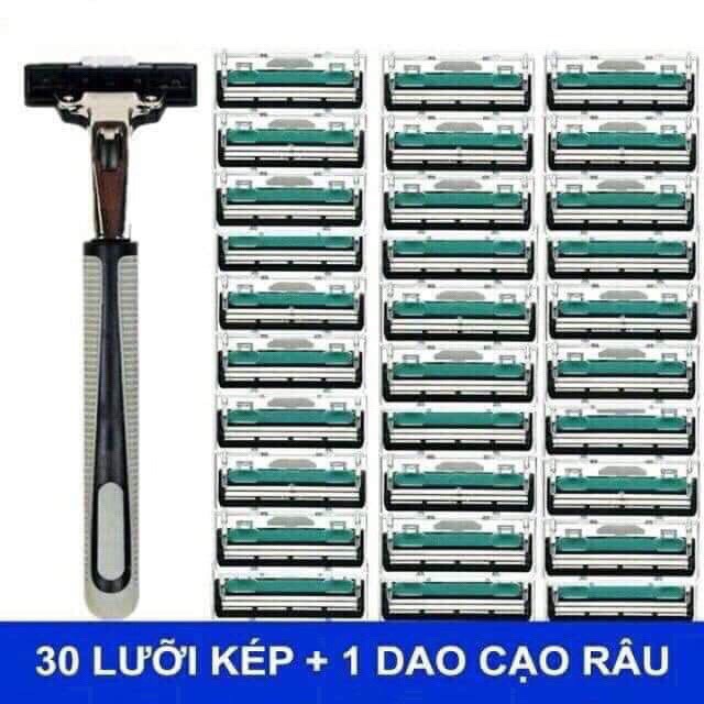 DAO CẠO RÂU 30 LƯỠI tặng kèm 1 dao cạo + 1 tuýp kem cạo râu