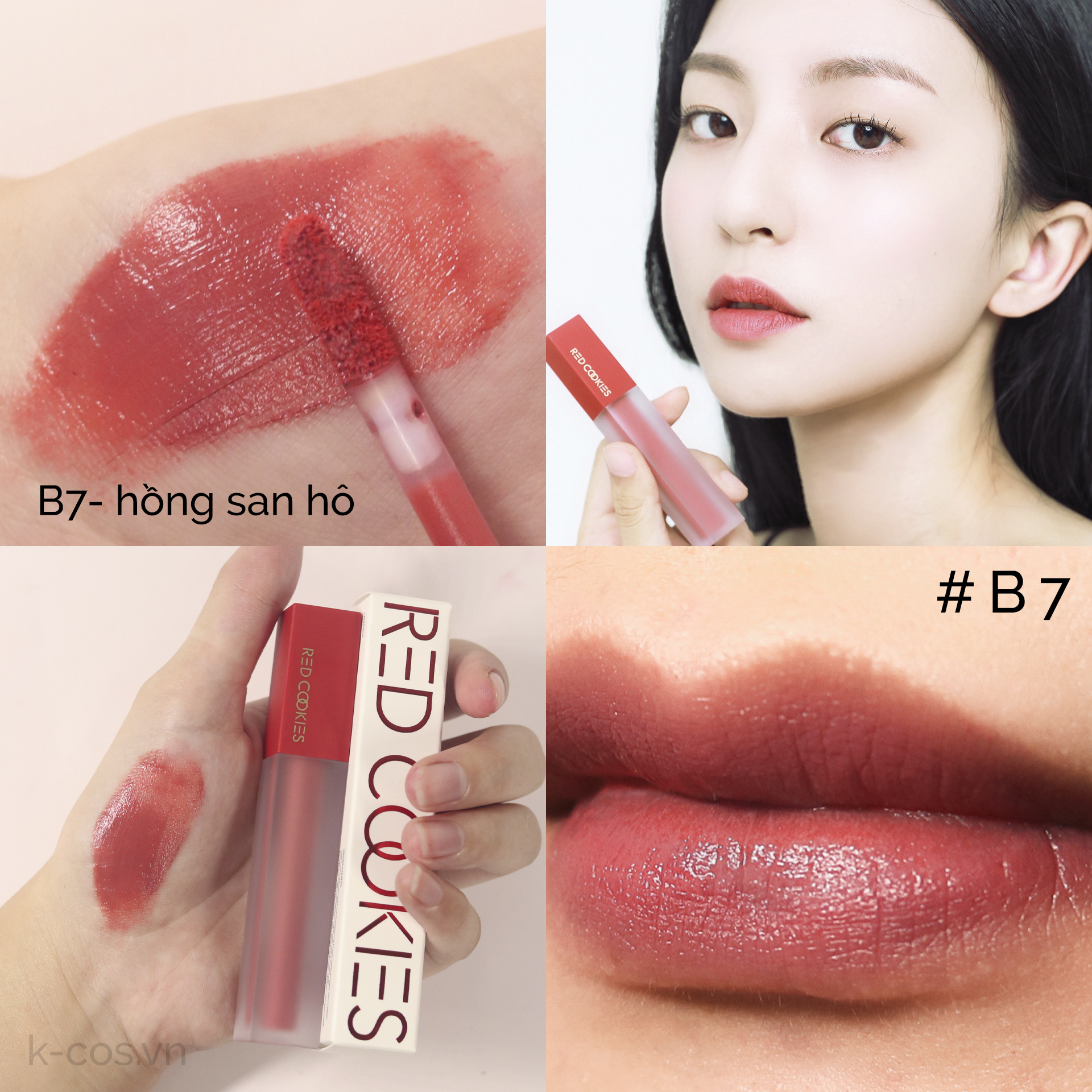 Son Lì Red Cookies Brownie Velcet Lip Hàn Quốc Màu B7 - Đỏ San Hô (4gr )