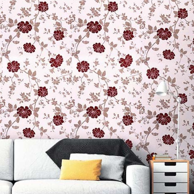Combo 10 mét giấy dán tường, decal dán tường trang trí nhà cửa HOA CÚC ĐỎ khổ 45cm