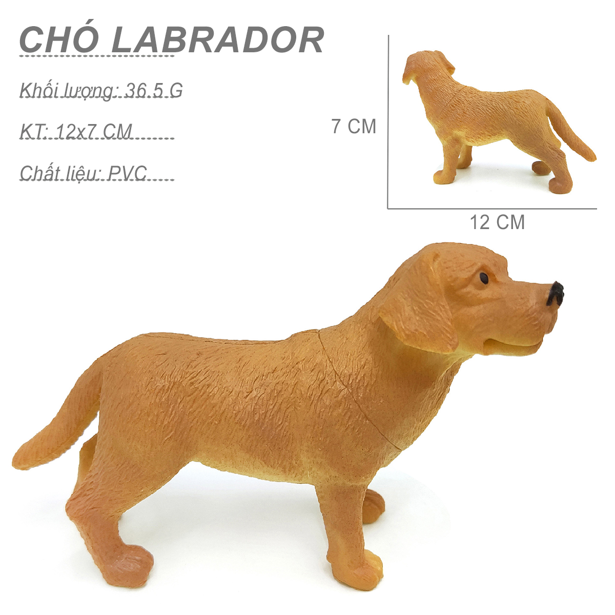 Đồ chơi con Chó Labrador 12 cm - thú nuôi trang trại giáo cụ dạy học cho bé