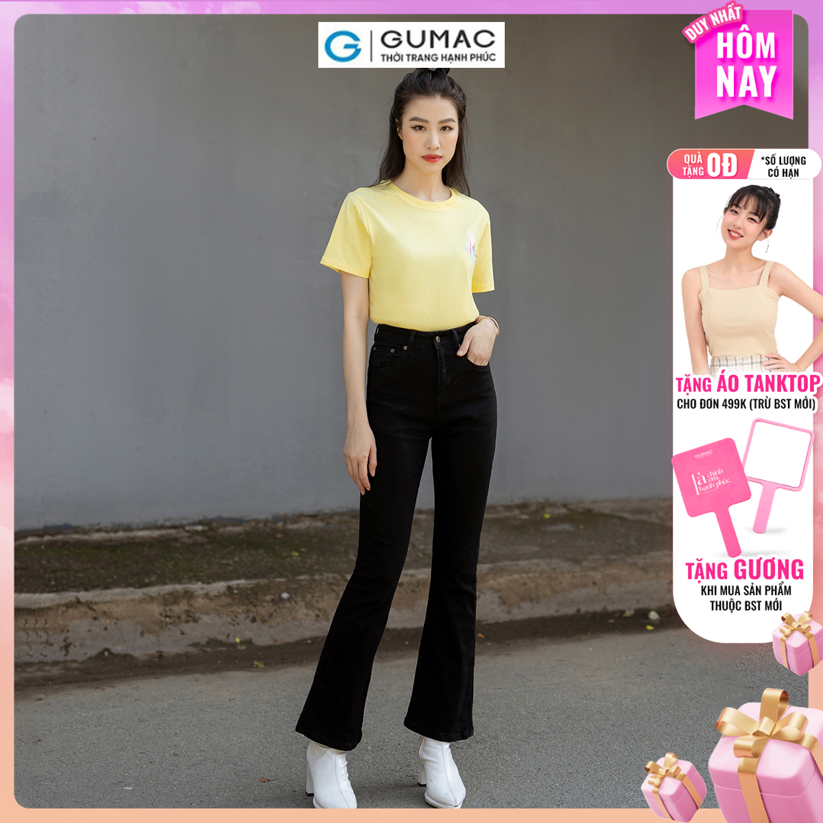 Quần Jeans nữ ống loe tôn dáng trẻ trung thời trang GUMAC QJD07048