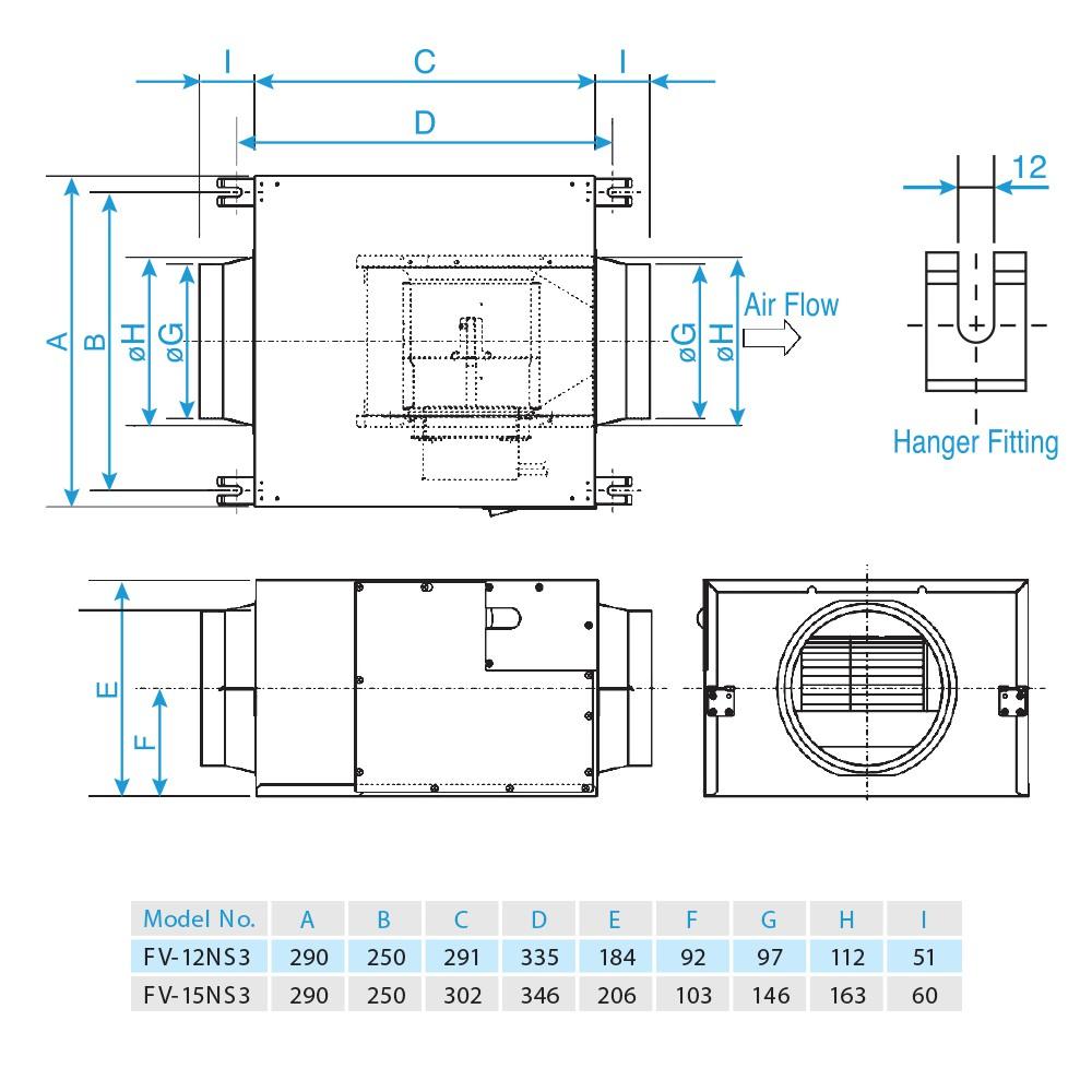 Quạt thông gió Cabinet Panasonic FV-12NS3 - Hàng chính hãng