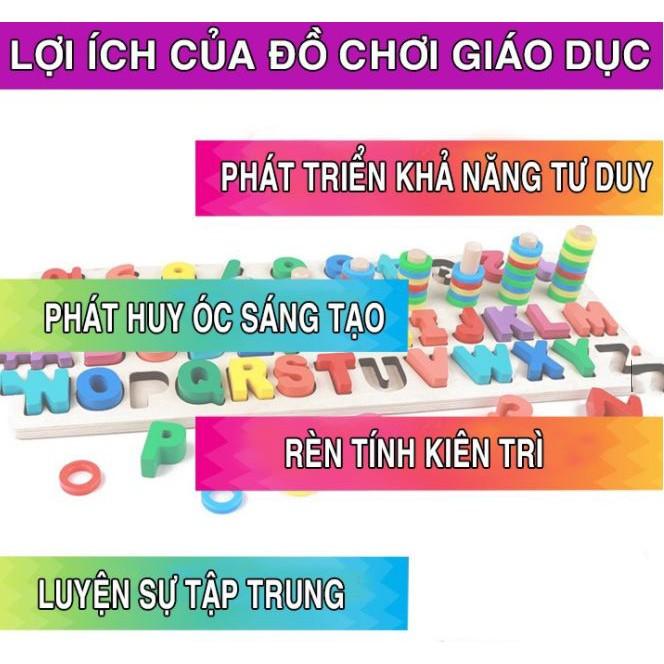 Đồ Chơi Gỗ Cột Tính Học Đếm Và Ghép Chữ Cái Đa Năng Cho Bé Hàng Việt Nam Chất Lượng Cao (Bảng ghép hình chữ cái tiếng Việt kèm số đếm, giáo cụ trực quan cho bé vừa chơi vừa học)